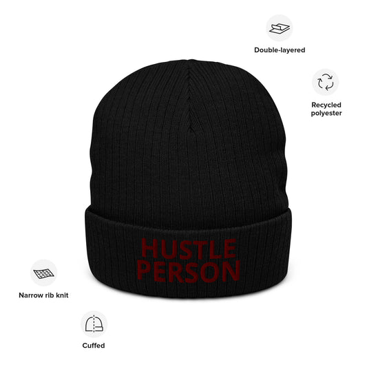 Hustle Person Ribbed knit beanie